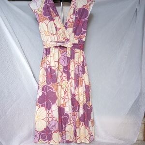 Garnet Hill Sleeveless Purple and Pink Sundress